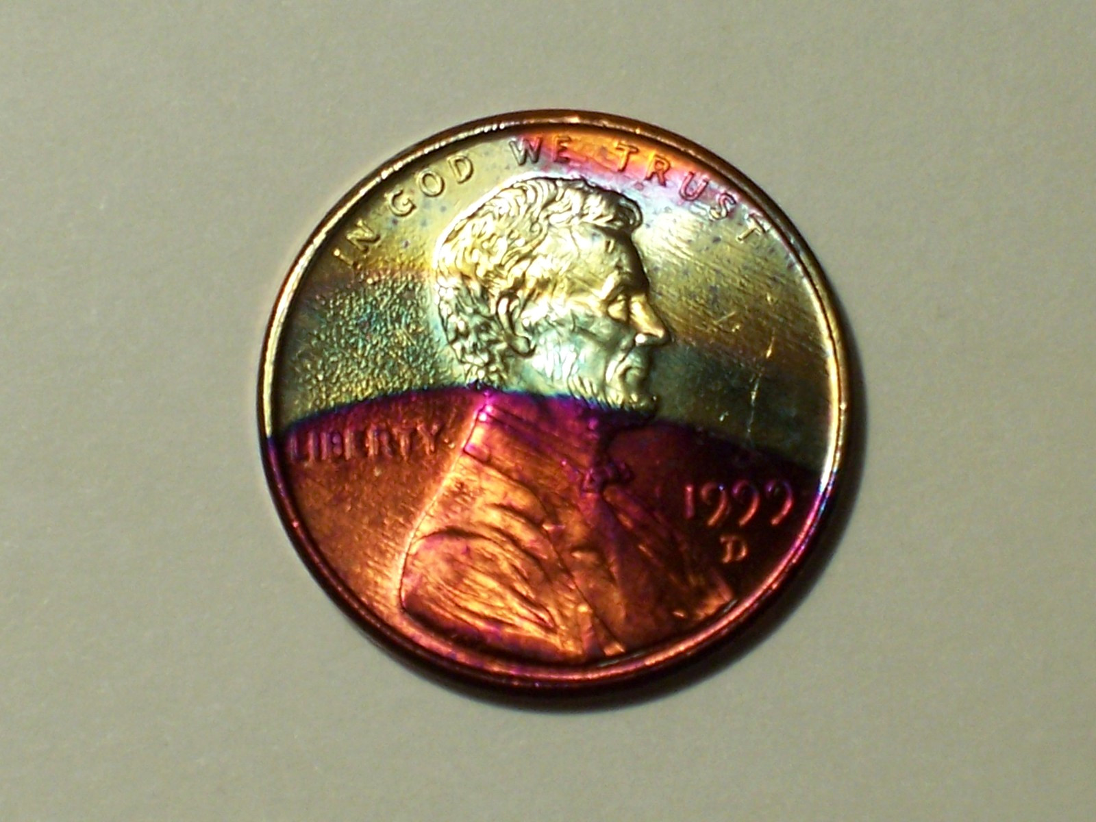 1999-D  @ Stunning"  Rainbow colored Lincoln Penny.!! #362