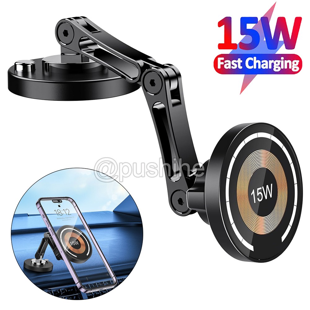 Magnetic 15W Dash Window Charging Mount Car Mount Charger for iPhone 17 16 15 14