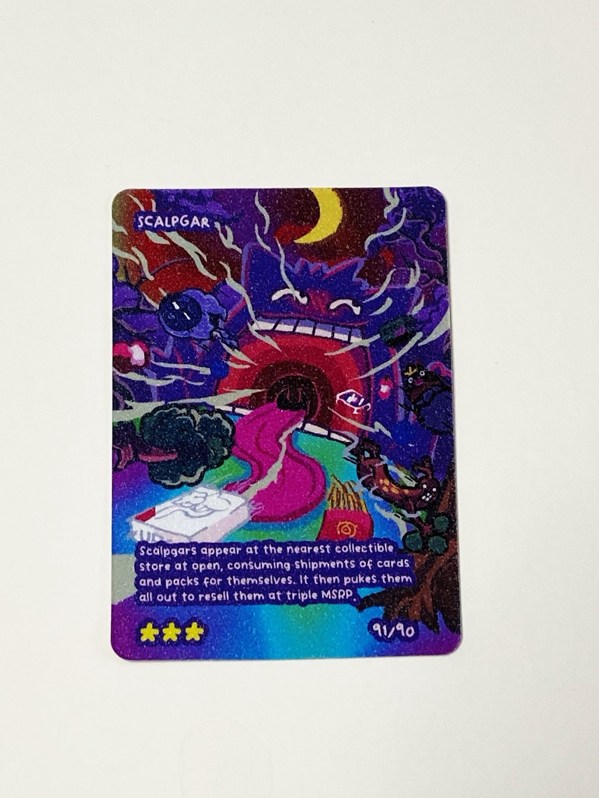 Scalpgar (Gengar) 91/90 - Holo Shiny Pokedoodles No Scalp Series Fan Art Pokemon