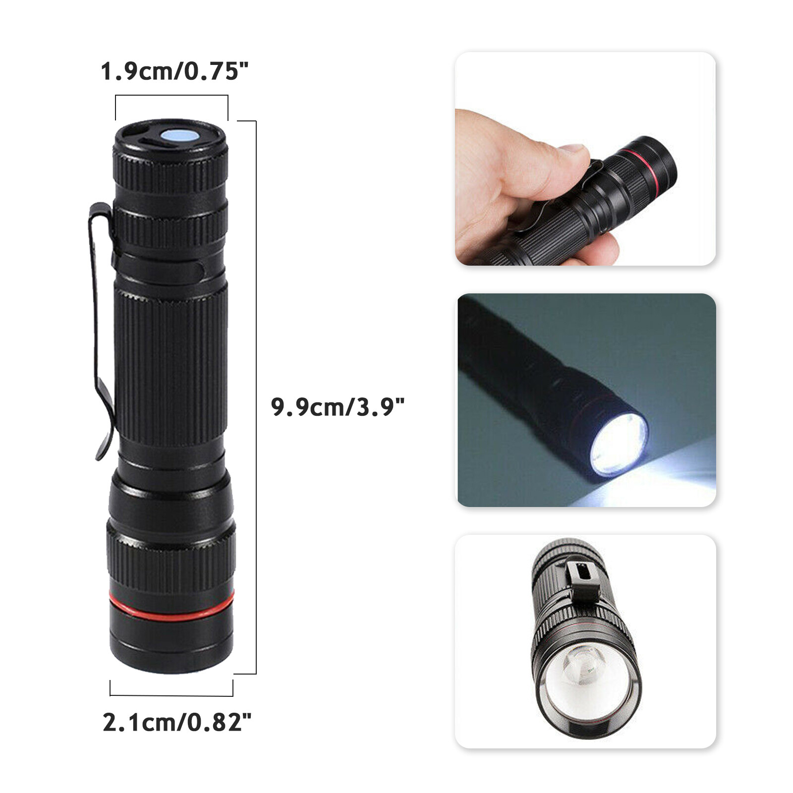 2pcs Super Bright Torch LED Flashlight USB Rechargeable Camping Portable lamp