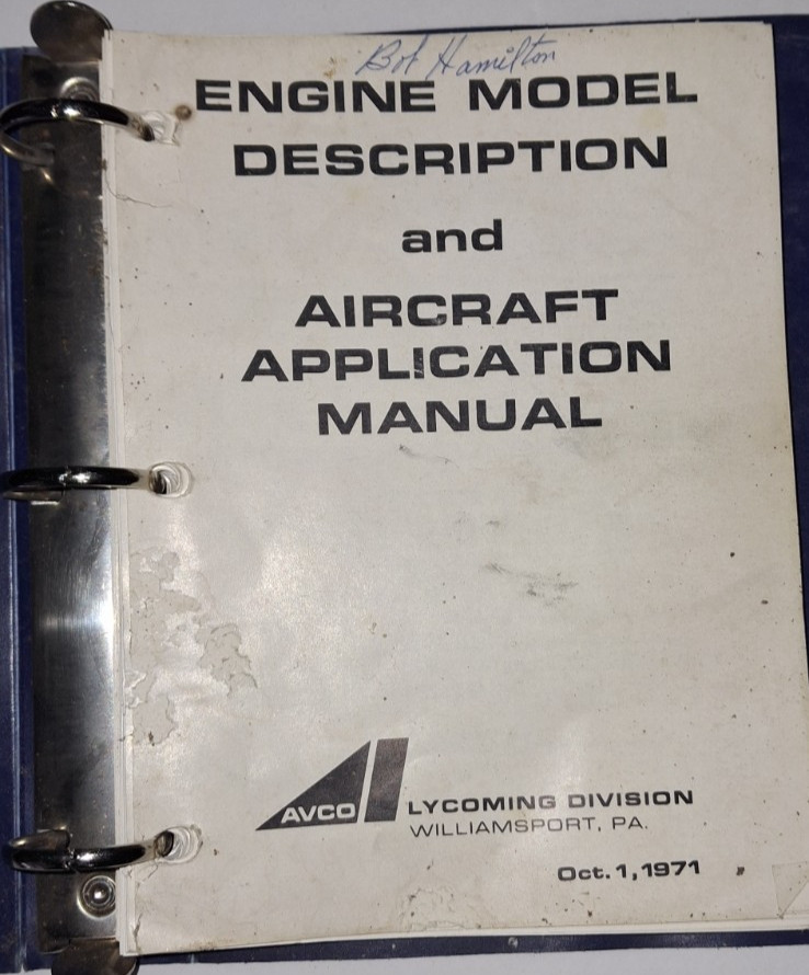 Engine Model Description and Aircraft Application Manual 1971 AVCO Lycoming Div.