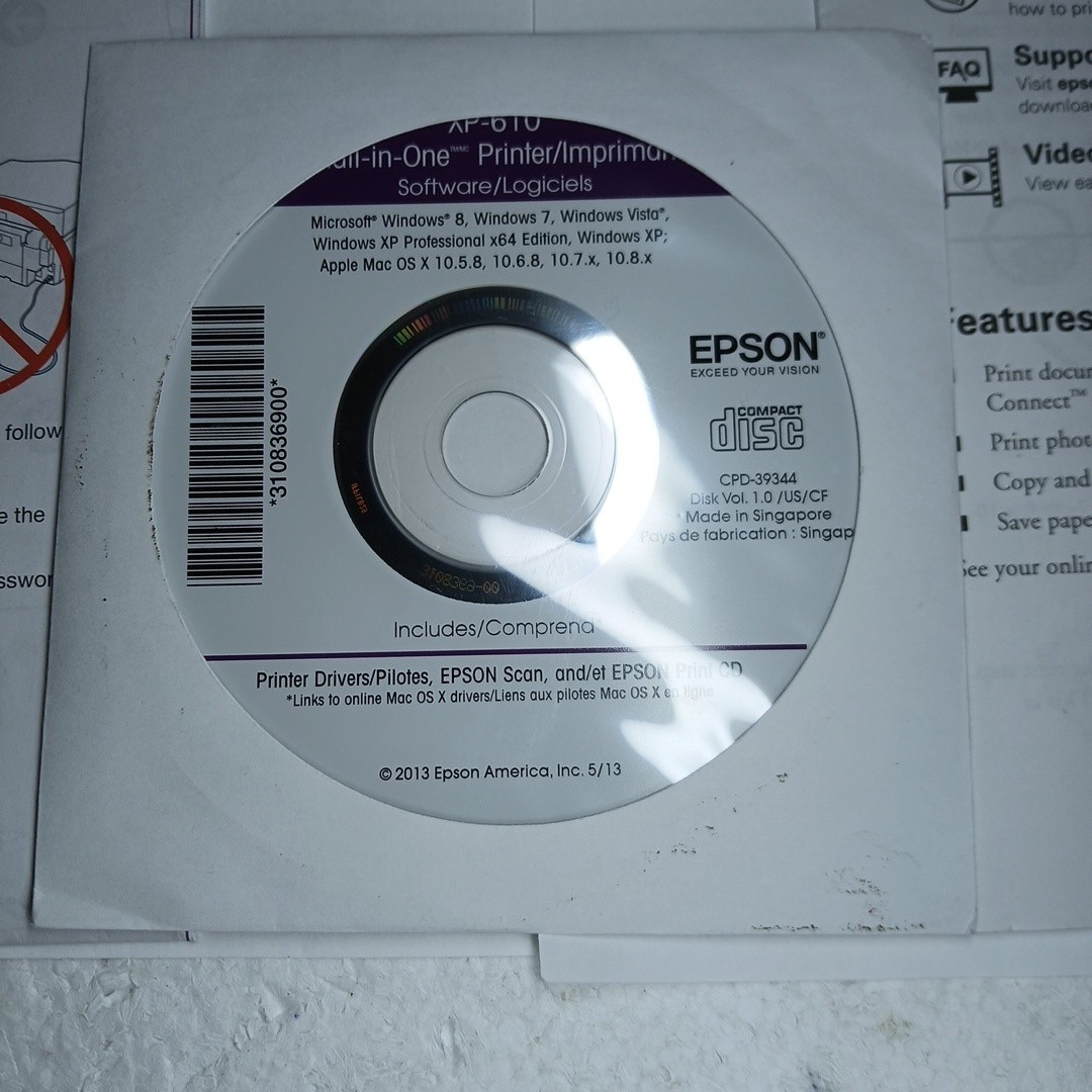 Epson XP-610 Printer Software CD