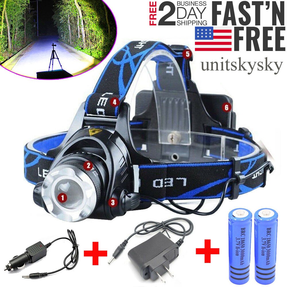 9900000LM Super Bright LED Headlamp Rechargeable Headlight Flashlight Head Torch