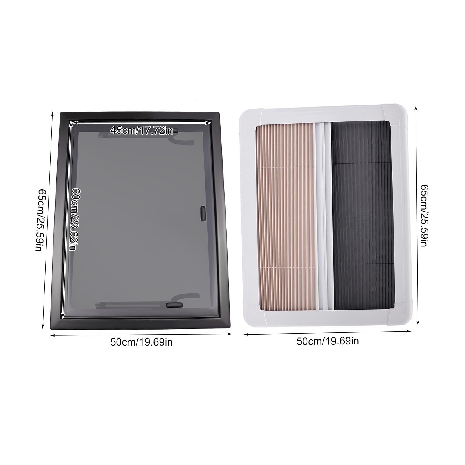 RV Hinged Window Push Hatch 750x500mm with Shades for 30-80mm Wall