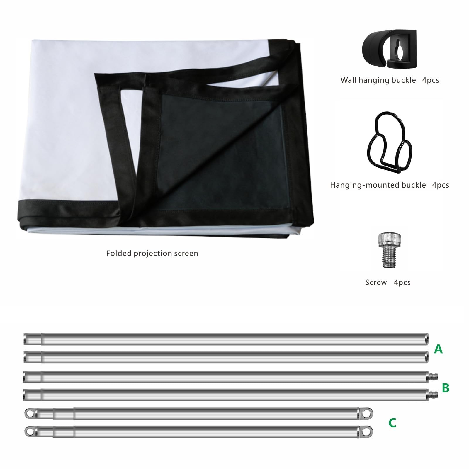 Foldable Projector Screen 70 inch with Lightweight Telescopic Pole Frame Wall...