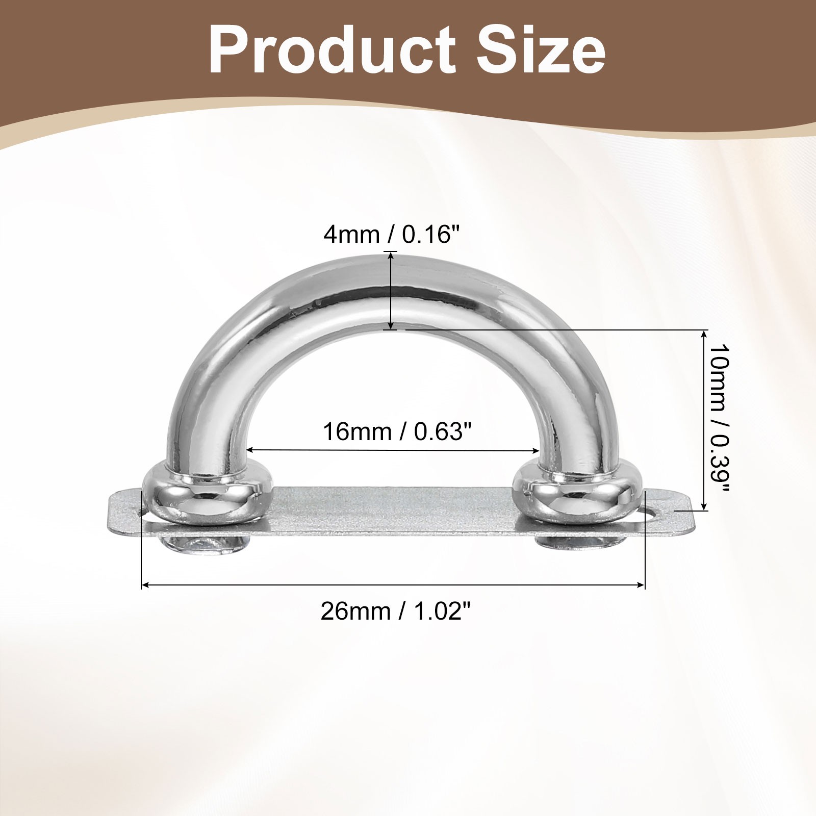 6 Pcs Arch Bridge Buckle, Metal D-Ring Connector 26x14x4mm, Silver