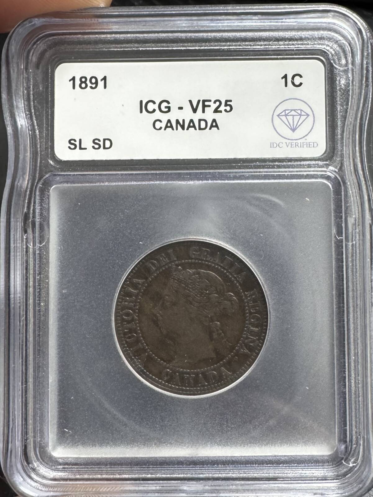 1891 canada Bronze CENT ICG VF-25 SL SD IDC Verified