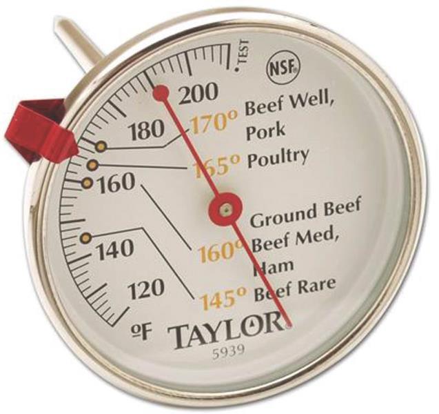NEW TAYLOR 5939N CLASSIC STAINLESS MEAT THERMOMETER EASY READ DIAL ADJUSTABLE