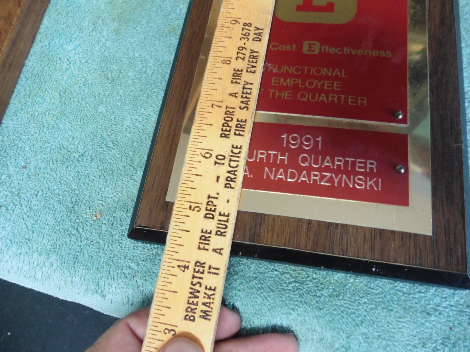 1991 IBM Award Cost effectiveness Functional Employee of the Qtr Plaque award