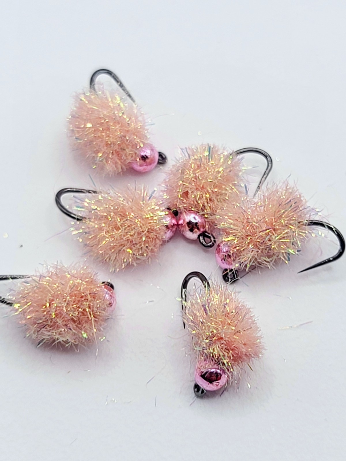 Tungsten Pink Egg Jig Flies Size 14 Hand Tied Trout Flies Lot of 6 Euro Nymph