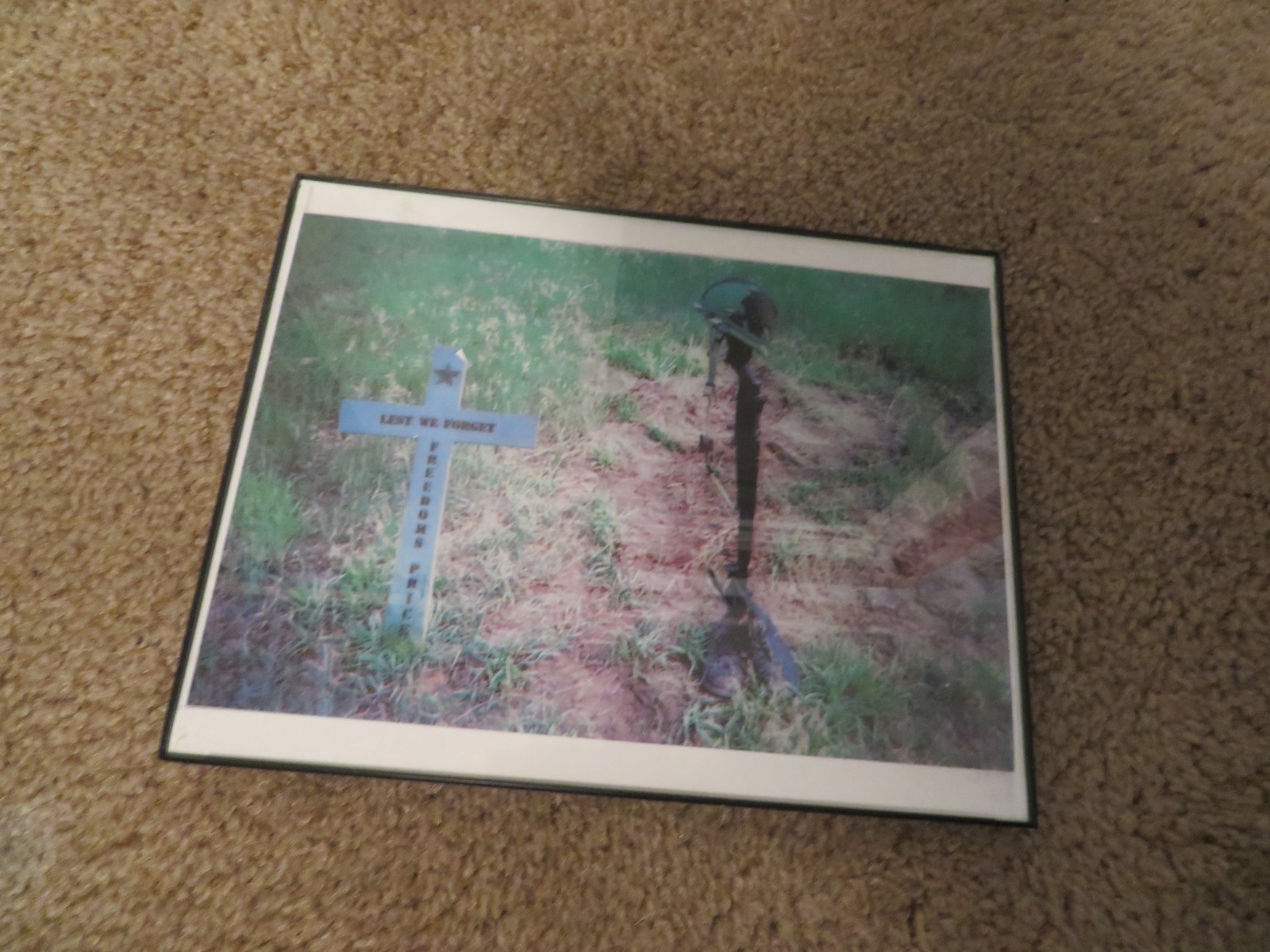 Lest We Forget Freedom's Price Military Framed Photo Good Cond 11 x 9"