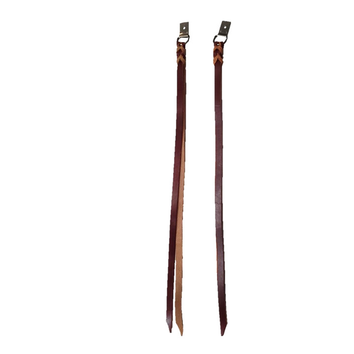 New 2 Pack 23" Premium Brown Leather Cowboy Saddle Strings W/ Dee-Clip