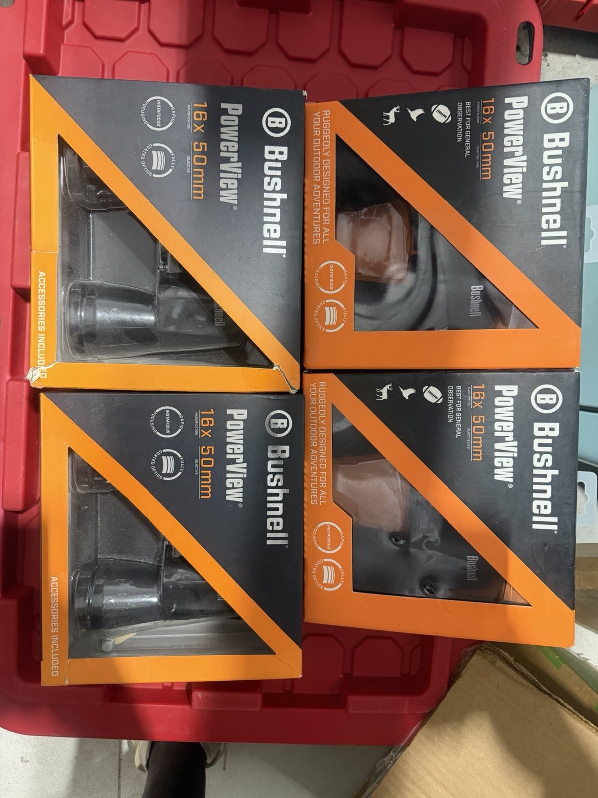 Bushnell 131650 (16x50) Binoculars New damaged Box lot of 4. You will receive 4