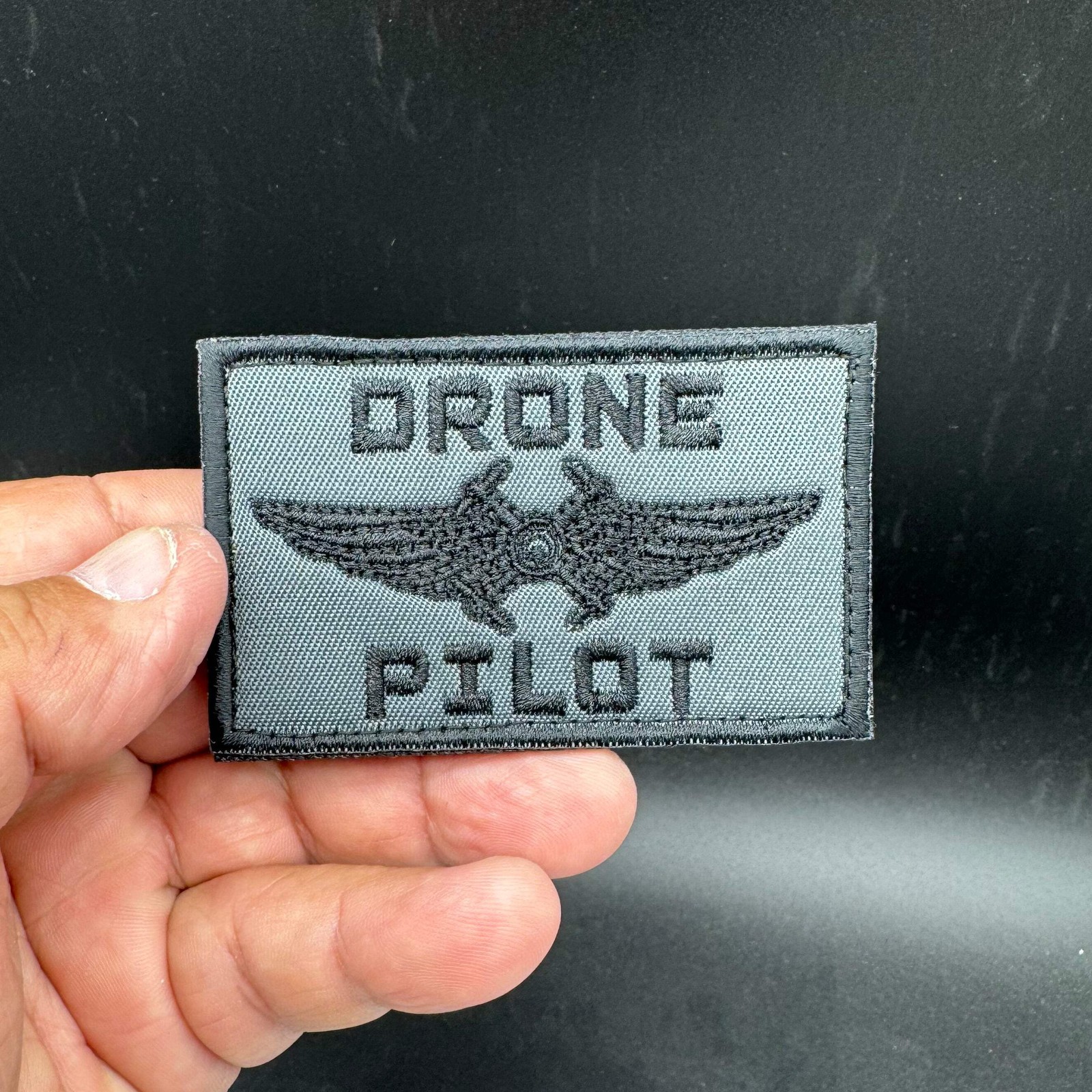 Black on Gray DRONE PILOT Embroidered Tactical Hook and Loop Morale Patch Firefi