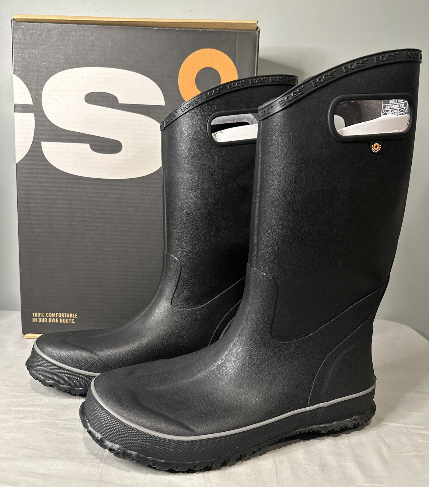 Bogs Black Tall Rubber Rain Boots Men’s Size 12
