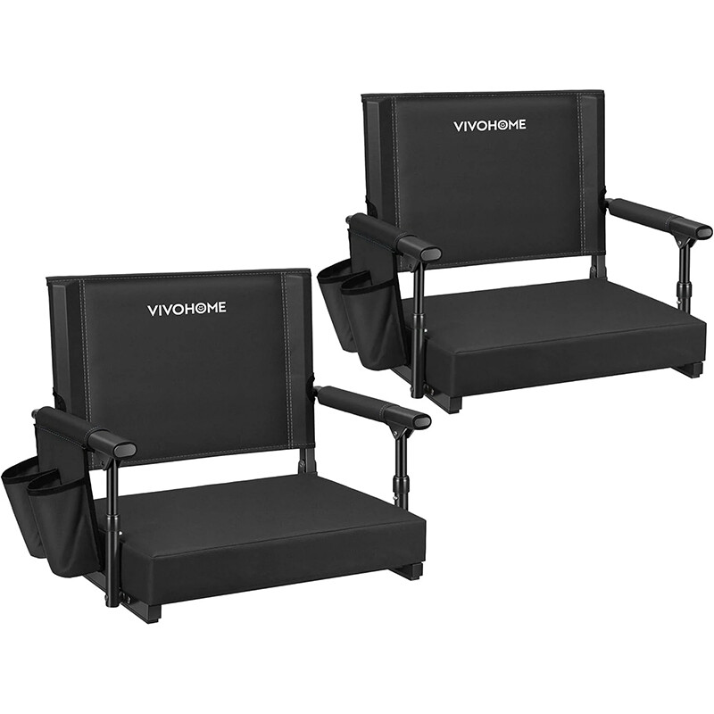 2 Pack Portable Stadium Seat Bleacher Chair Padded & Cup Holder Shoulder Strap