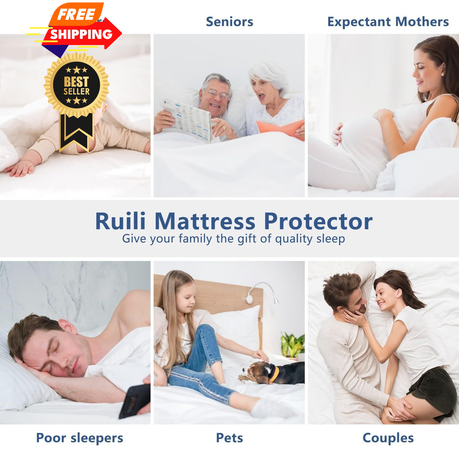 Twin Size Quilted Fitted Mattress Pad, Waterproof Twin, Pattern-2-white