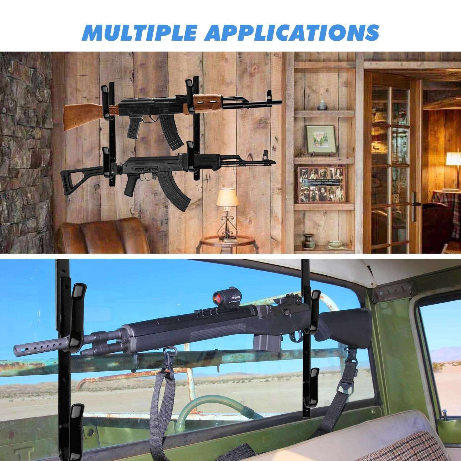 2 Truck Rear Window Rifle Shotgun Gun Holder Rack Vehicle Pickup Mount Back Tool