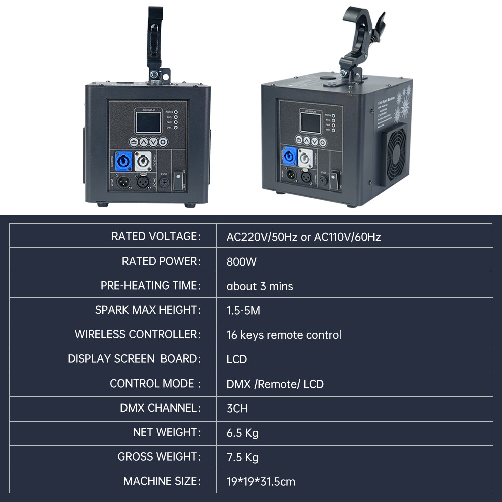 2PCS 800W Suspended Waterfall Cold Spark Machine Fireworks with Flight Case