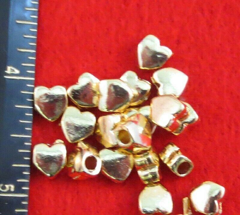14KT GOLD ELECTROPLATED LOT OF 5 HEART CHARM SPACER