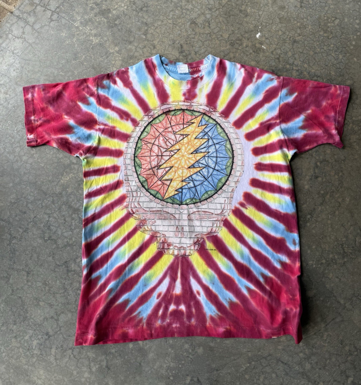 Vintage Grateful Dead Band T Shirt XL Tie Dye 1994 Summer Tour Stained Glass SS