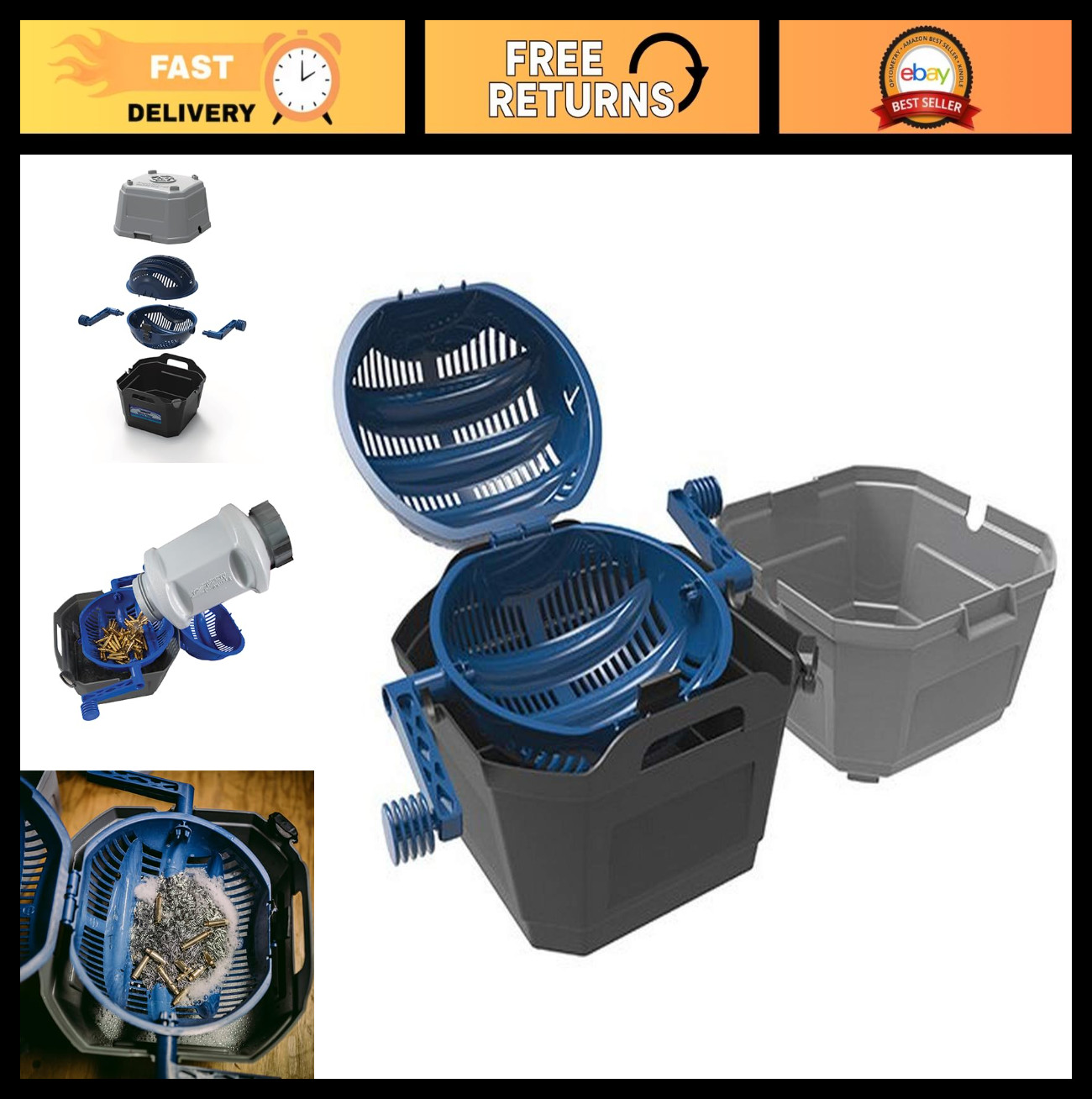 Rotary Tumbler Kit with Media Separator - Brass Cleaning, Reloading & Gunsmithin