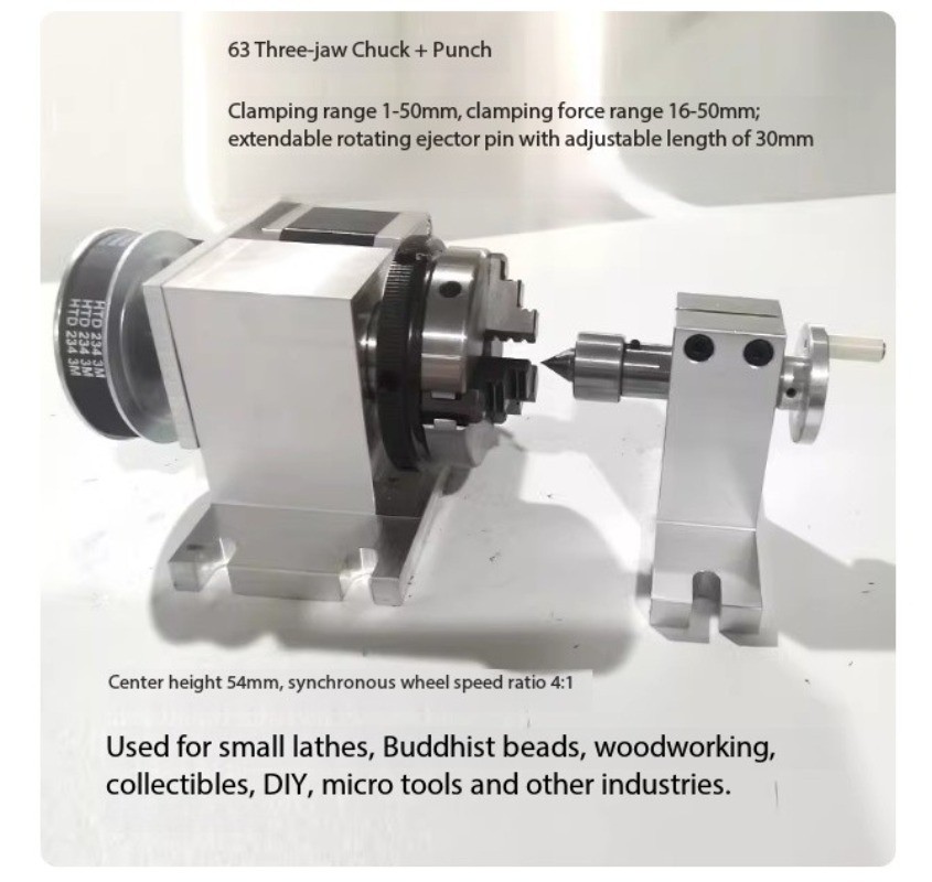 CNC Small Engraving Machine with A-Axis Rotation 50mm Chuck Indexing Plate