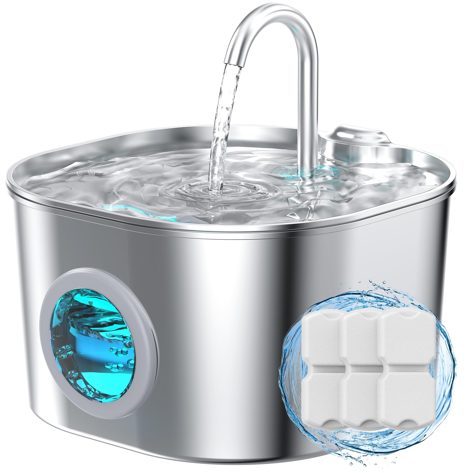 Cat Water Fountain Stainless Steel Pet Fountains for Cats/Dog Indoor Automati...