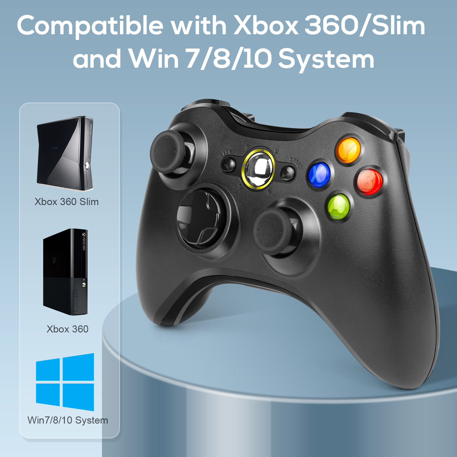 Wireless Game Controller Gamepad for Microsoft XBOX 360/360Slim/E PC WIN 7 8 10