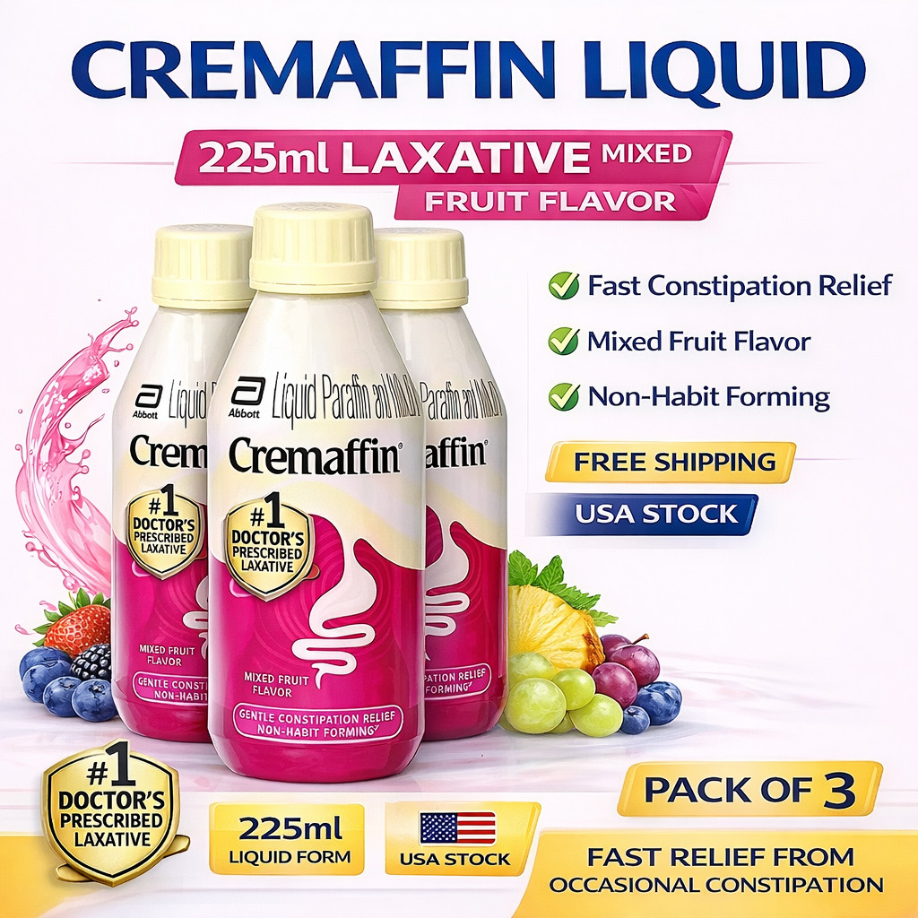 3 x Cremaffin Liquid 225ml Laxative Mixed Fruit Constipation Relief Exp 2027