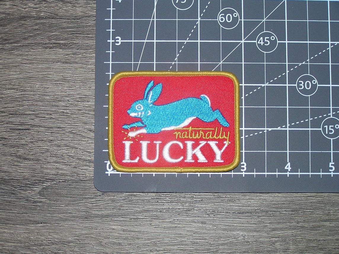 Naturally Lucky Rabbit Embroidered Iron On Patch 3" x 2.25"