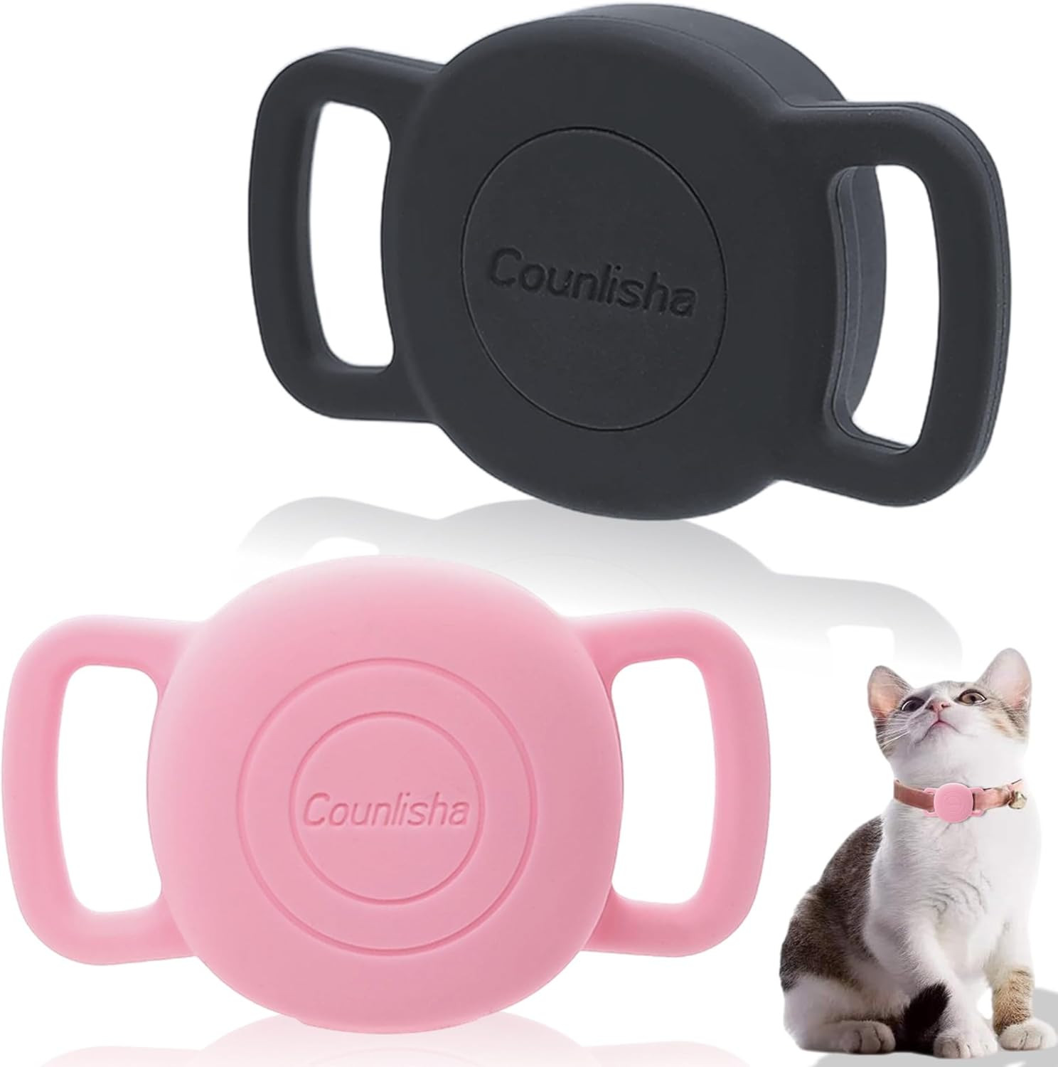 2 Pack Silicone Holder for Tile Sticker 2024 for Dog Collar, Slim Cover Tag for