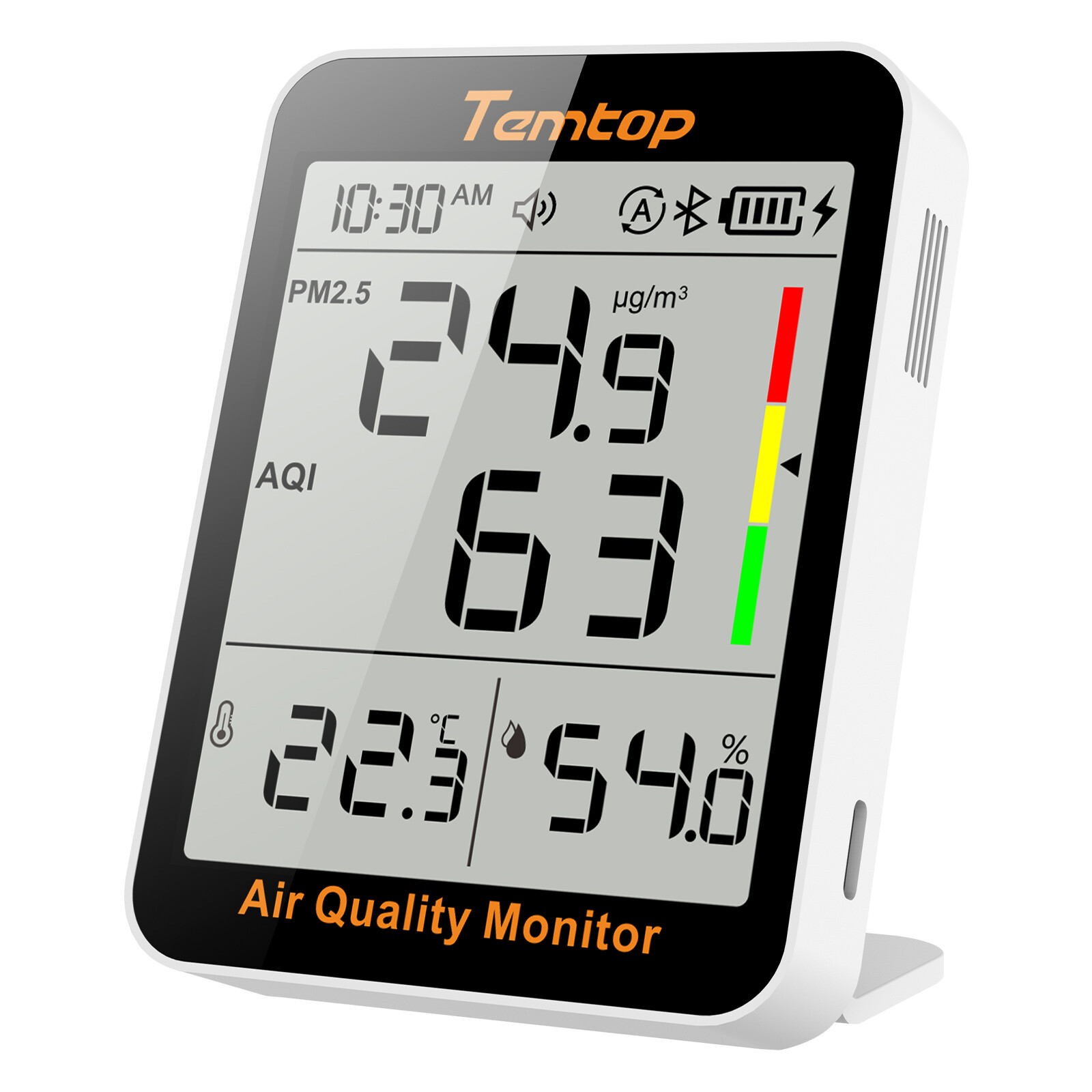 Temtop 4-in-1 Air Quality Monitor PM2.5, AQI, Temperature, and Humidity, S1+