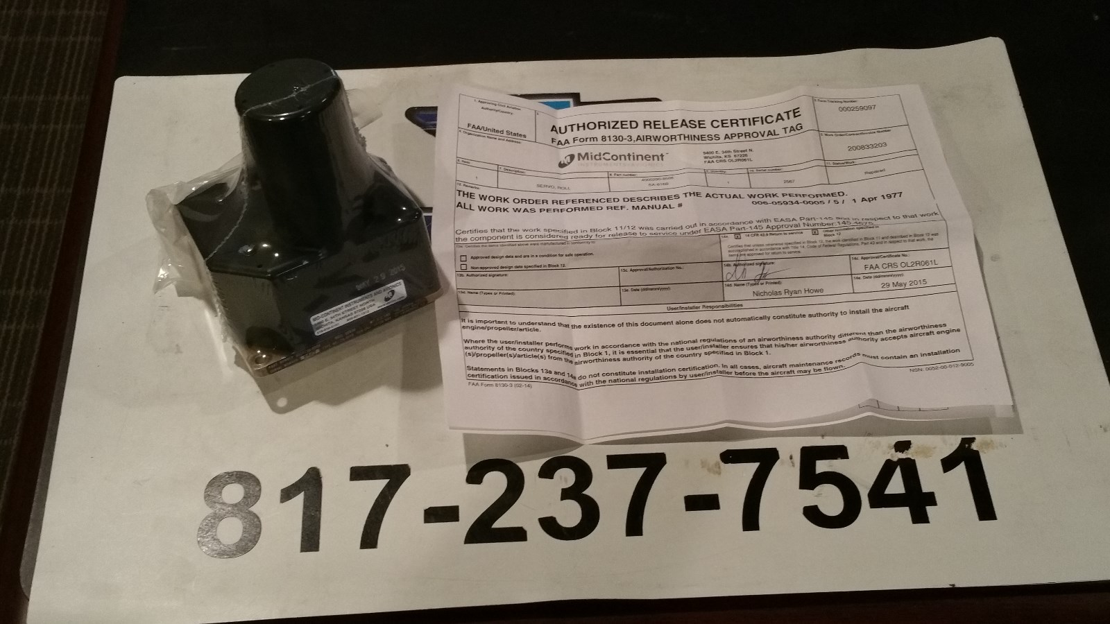 ROLL SERVO, SA816B, 4000290-8506, fresh 8130 5/15