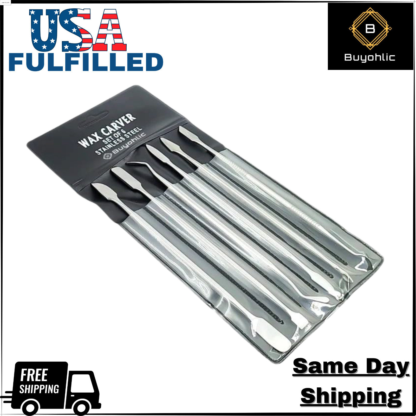 6 Pc. Stainless Steel Wax Carver Set Double Ended Spatulas/Carvers-USA FULFILLED