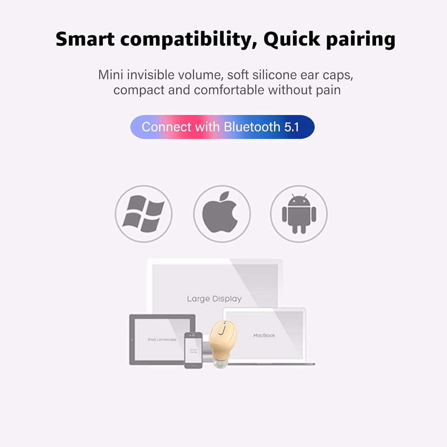 SYSFUN Single Bluetooth Wireless Earbud, Mini Invisible in-Ear Wireless Bluet...