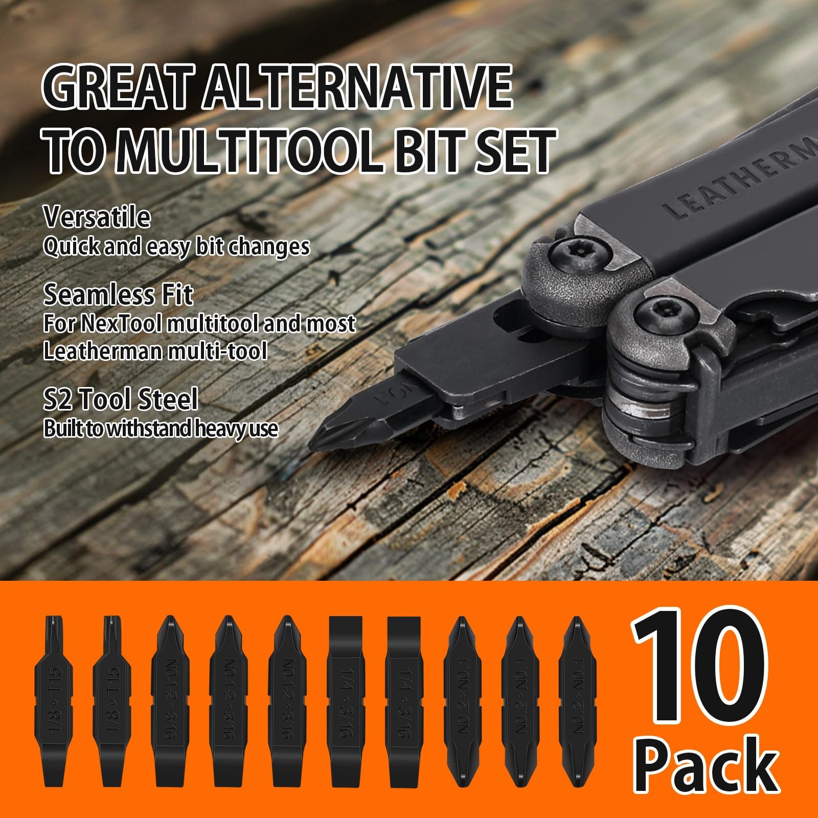 NexTool 10 Pack Replacement DoubleEnded Screwdriver Bit for Leatherman MultiT...