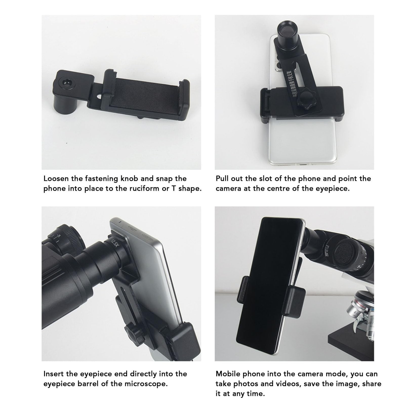 Smartphone Camera Adapter for Microscope Eyepiece, 12.5X Microscope Eyepiece ...