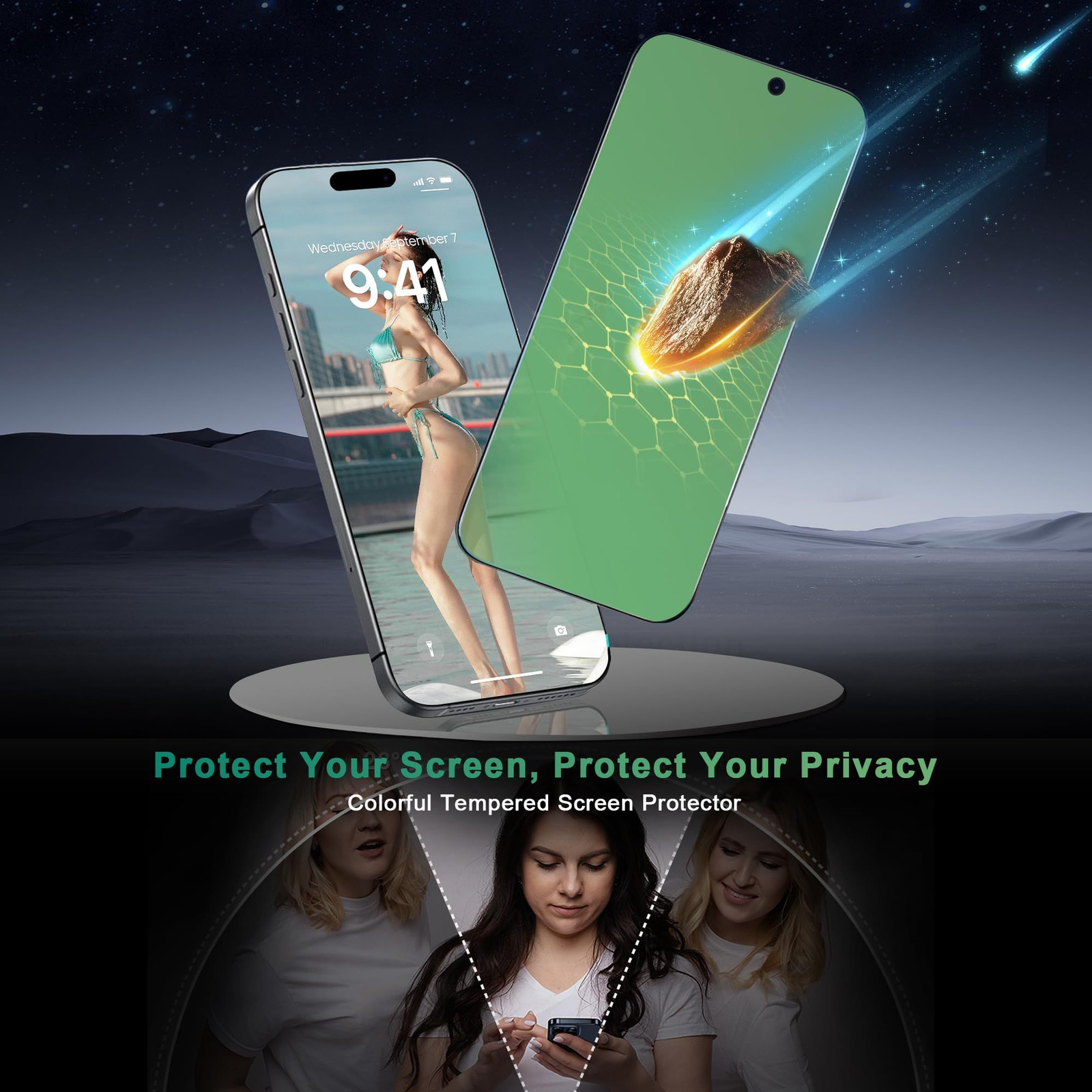 Privacy Screen Protector for iPhone 17 Pro 17 Max 2 Pack, Green