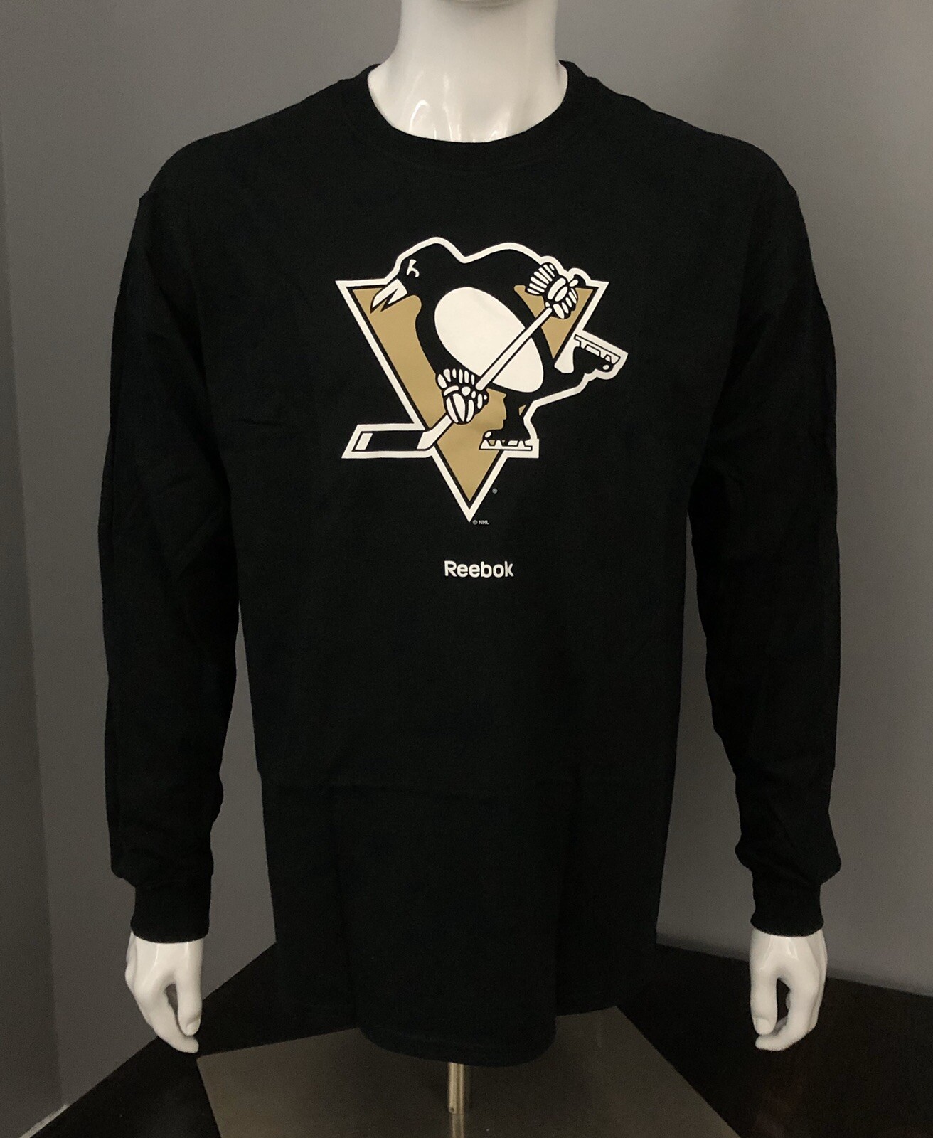 Pittsburgh Penguins Reebok Black Long-Sleeve Logo T-Shirt (S,M,L,XXL)