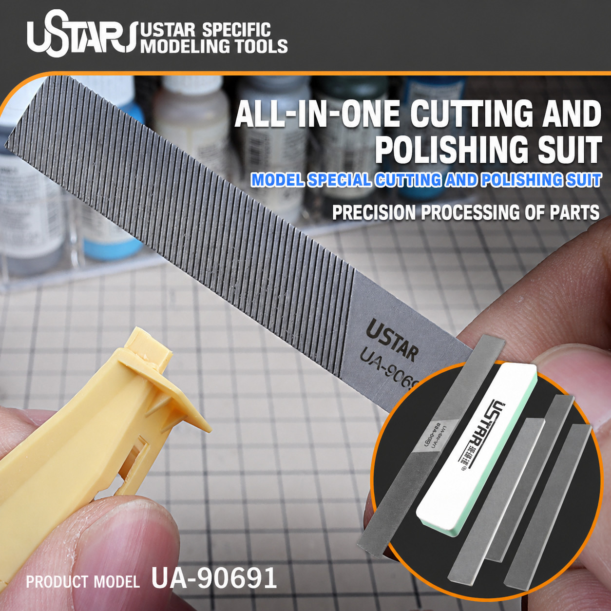 Ustar Double-sided Polishing Sanding Stick Hobby Set Model Making Grinding Tools