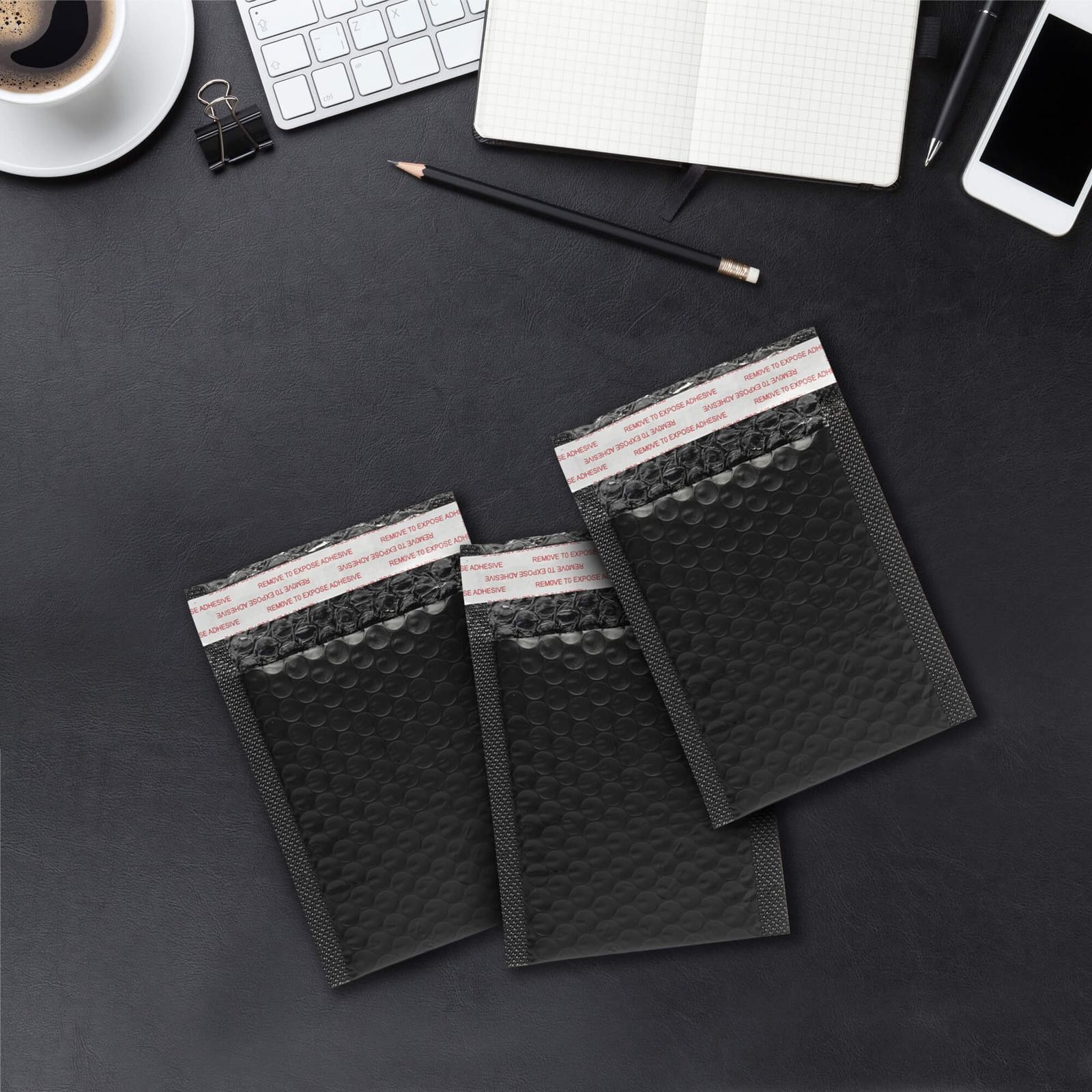 50 Pack 4x6 Black Bubble Mailers Poly Padded Shipping Envelopes by EVORETRO