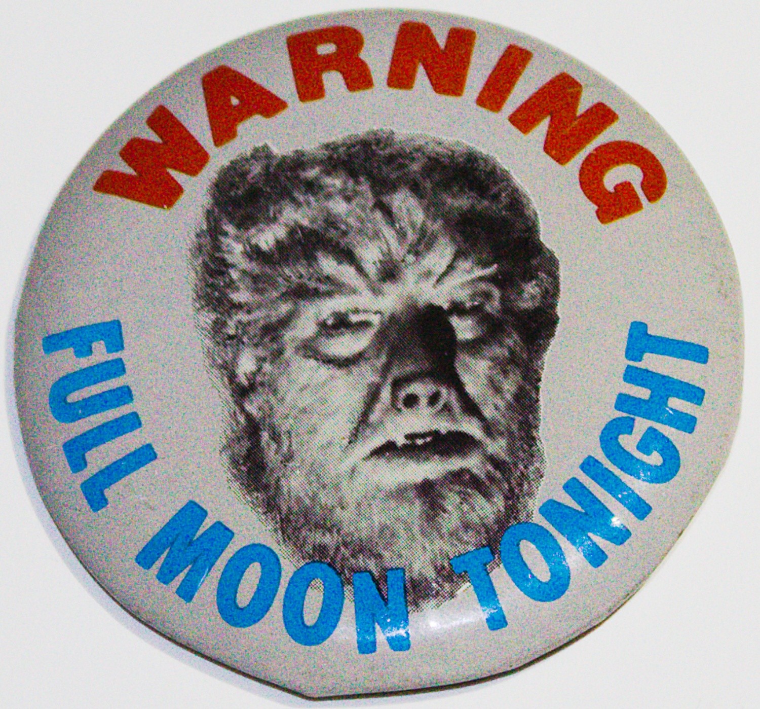 Warning Full Moon Tonight Topps Batty Buttons 2" Pinback Universal Monsters 1970