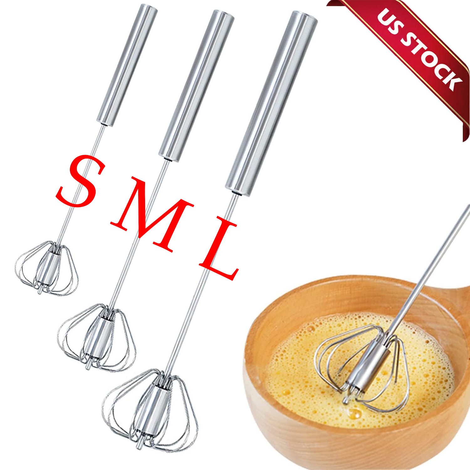 Semi-Automatic Egg Whisk Hand Push Egg Beater Stainless Steel Blender Mixer Whis