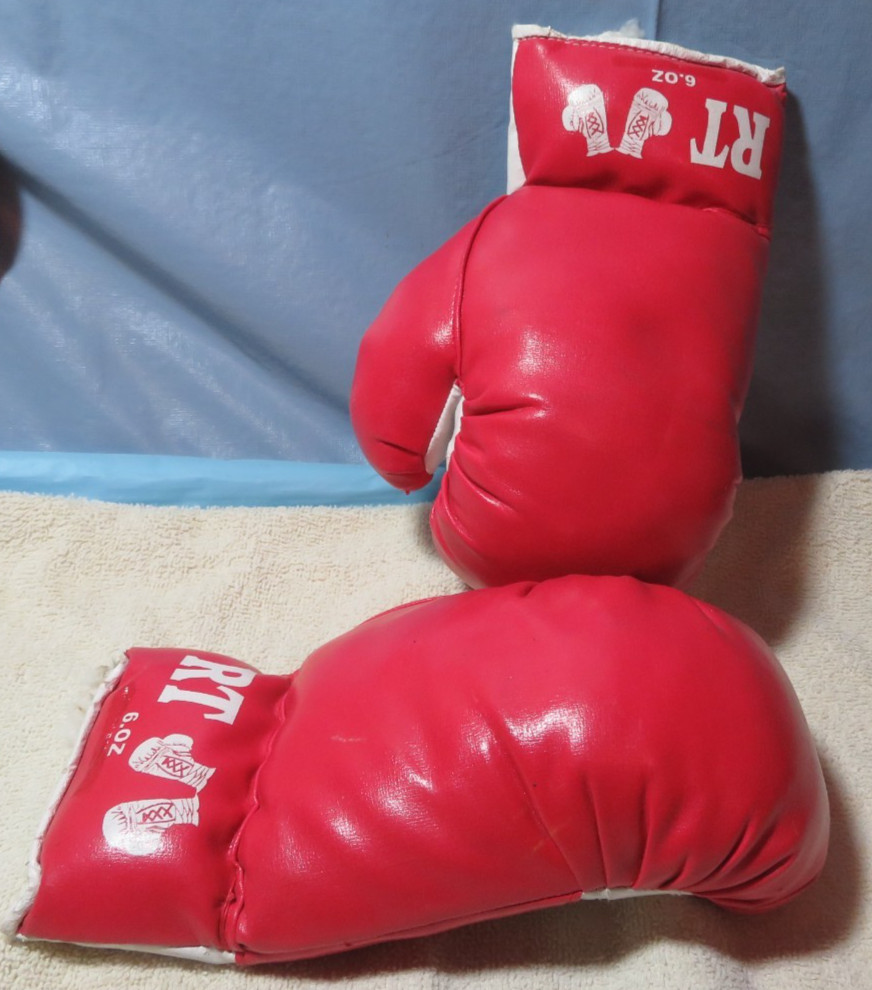 Pair RT Red Boxing Gloves for Man Cave, Sports Bar, Den, Game Room, Decoration