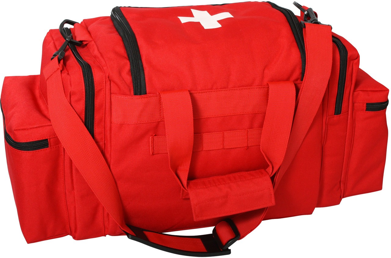 Red EMT EMS White Cross Starter Beginners Field Medics Carry Shoulder Bag + Pin