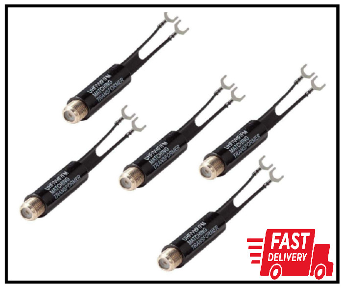 5 Pack 75 Ohm to 300 Ohm UHF VHF FM Antenna Adapter Matching Transformer Convert