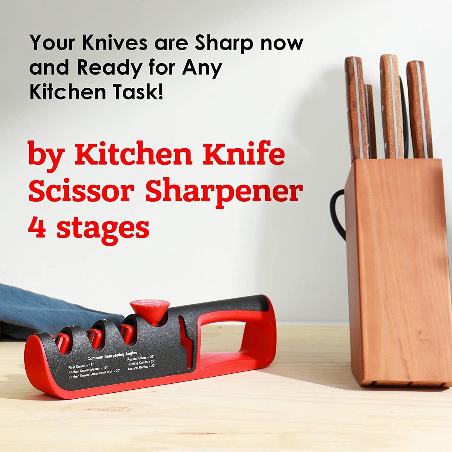 4 in 1 Knife Sharpener Professional Ceramic Tungsten Kitchen Sharpening System