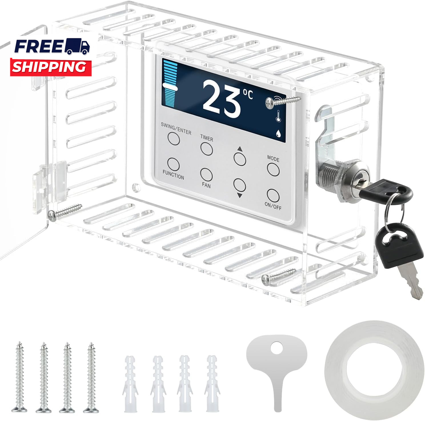 Baby Proofing Thermostat Lock Box with Key Clear Thermostat Lock Box Cover with
