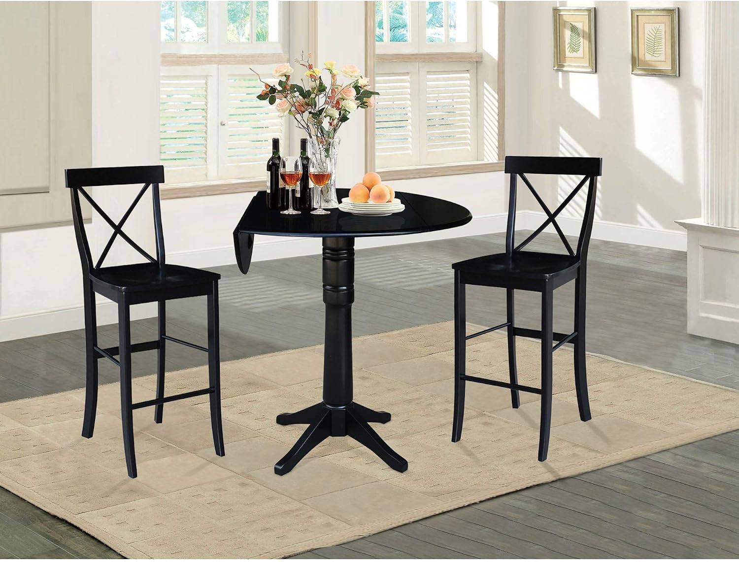 42" round Dual Drop Leaf Pedestal Table 42.3" H